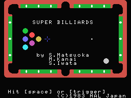 Super Billiards Title Screen